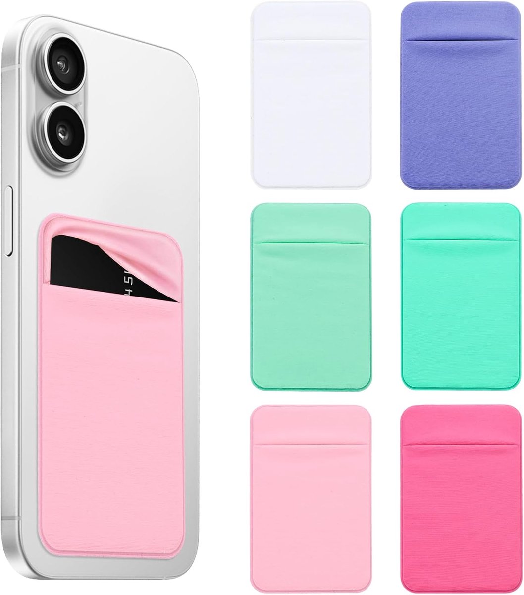 6 Pack Kaarthouder voor Telefoon Case, Stretchy Terug van Telefoon Portemonnee Stick op Pocket Zelfklevende ID - ShopVlot