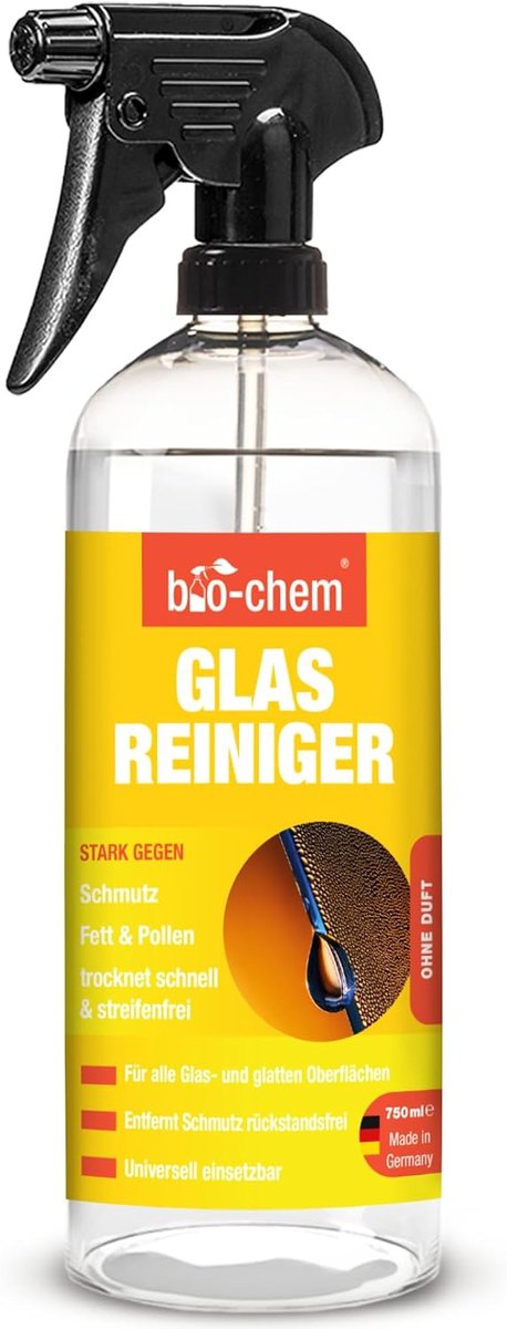Bio-chem high-gloss and glass cleaner for streak-free gloss, 500 ml, ideal for glass surfaces, mirrors, windows, car - ShopVlot