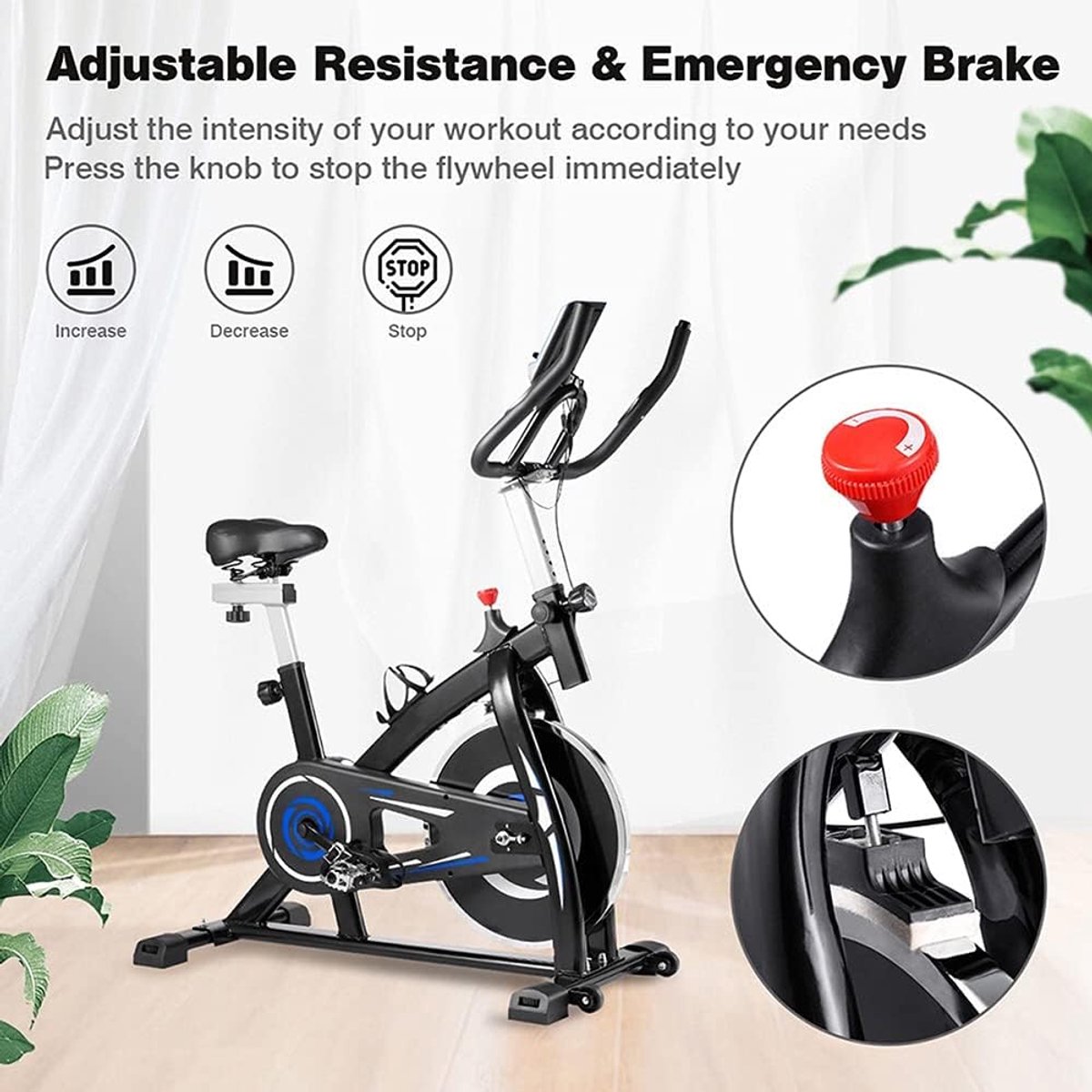 AWANG Indoor Fitness Bike Cycling, Stationary Exercise Bikes Spinning Bike, Heart Rate Monitor, Adjustable Seat - ShopVlot