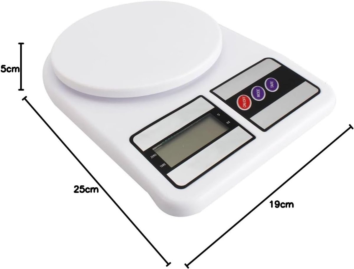Digitale Keukenweegschaal - Zilver - 24 x 17 x 3,5 cm - LCD Scherm met Tara-functie - Voor Thuisgebruik