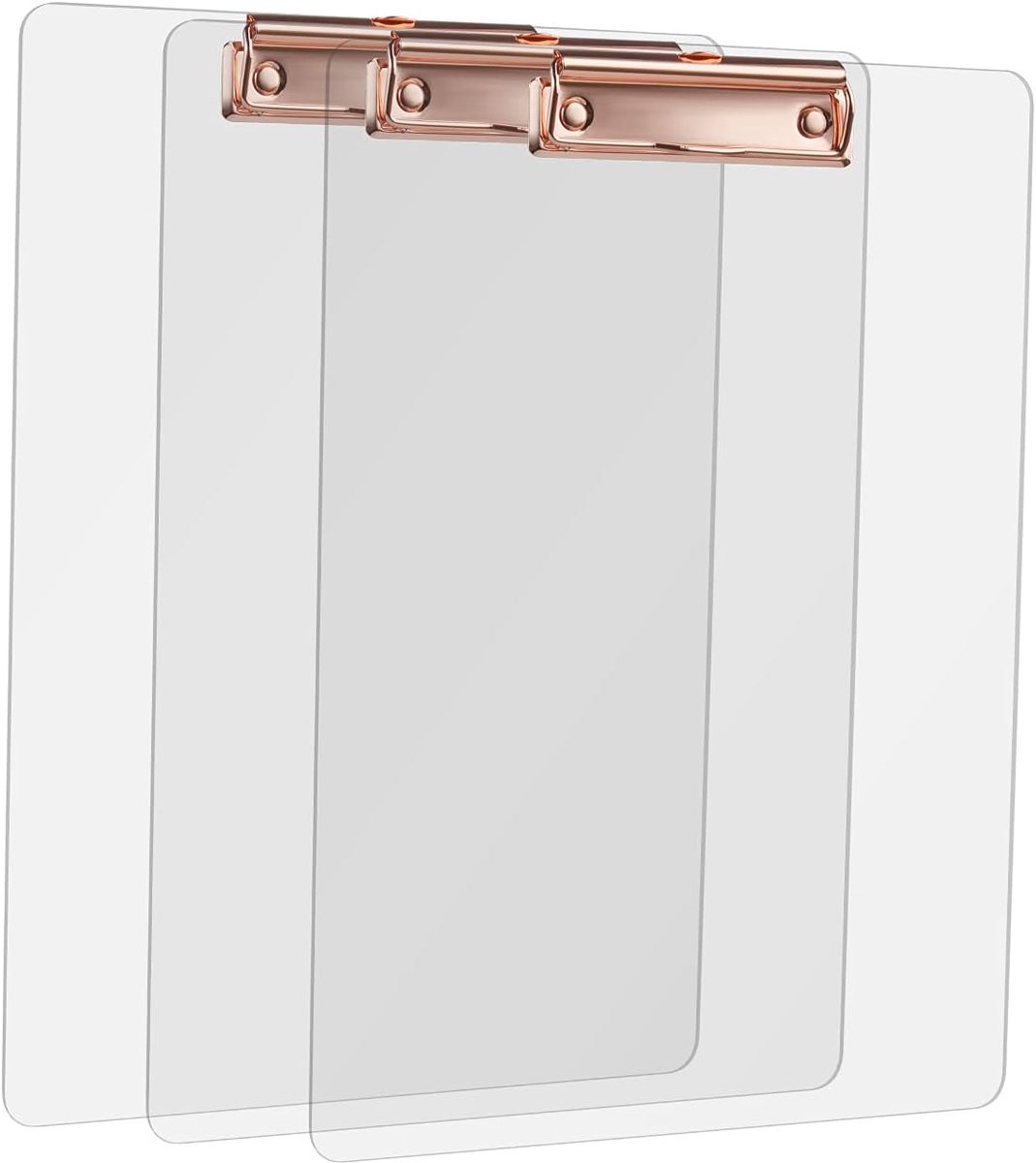 Schrijfmap A4 hoog - acryl transparant klembord met roségouden metalen klem - ideaal voor kantoor en school - ShopVlot