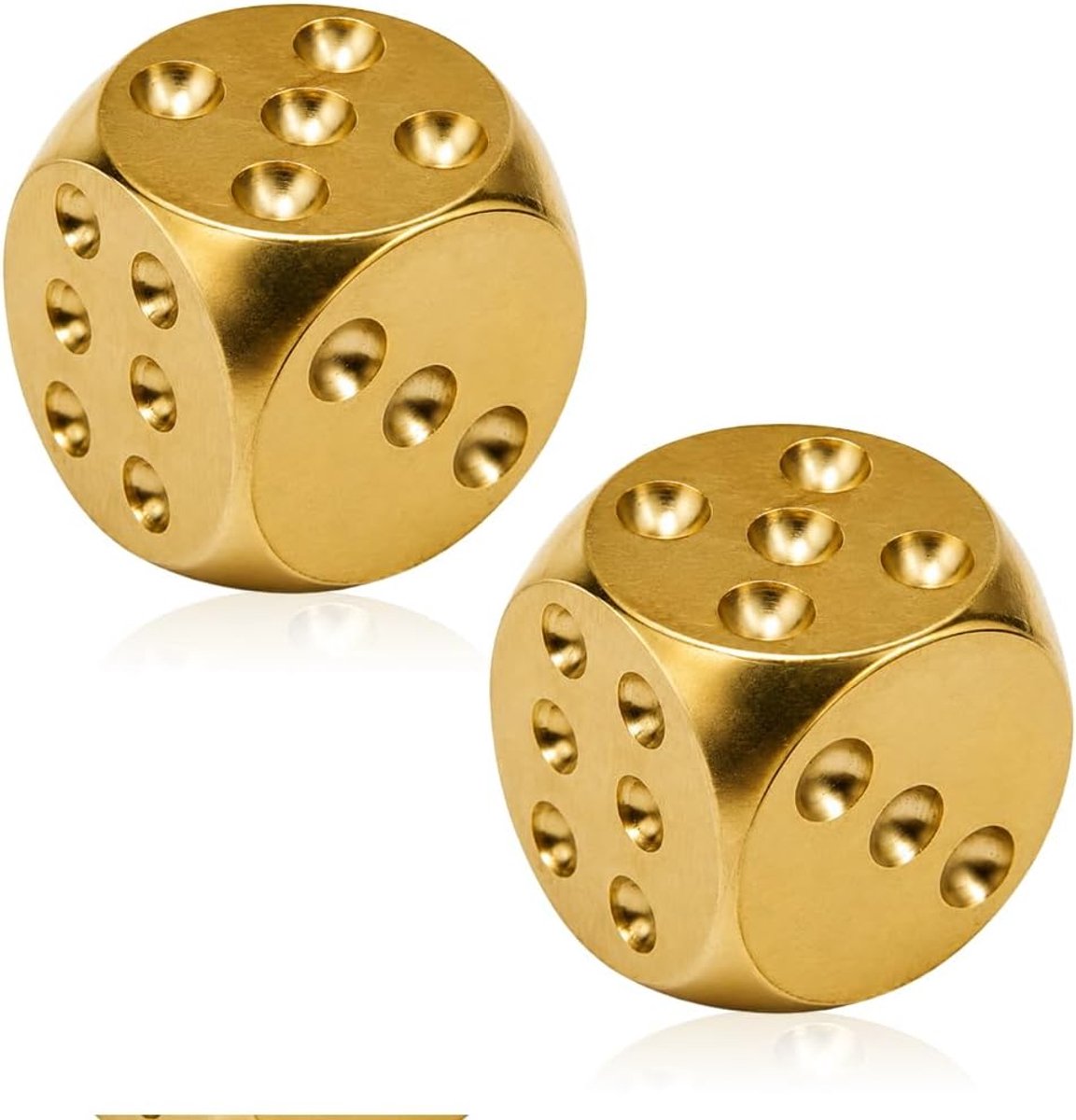 Massieve dobbelstenen 20mm - messing - stevig - ideaal voor spellen - ShopVlot