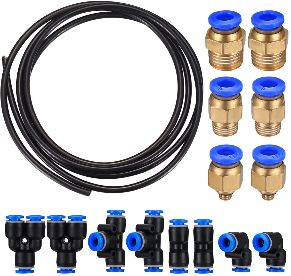 Solidchoice - 10m PU Luchtslang met 8 Snelsluitingen voor Compressed Air