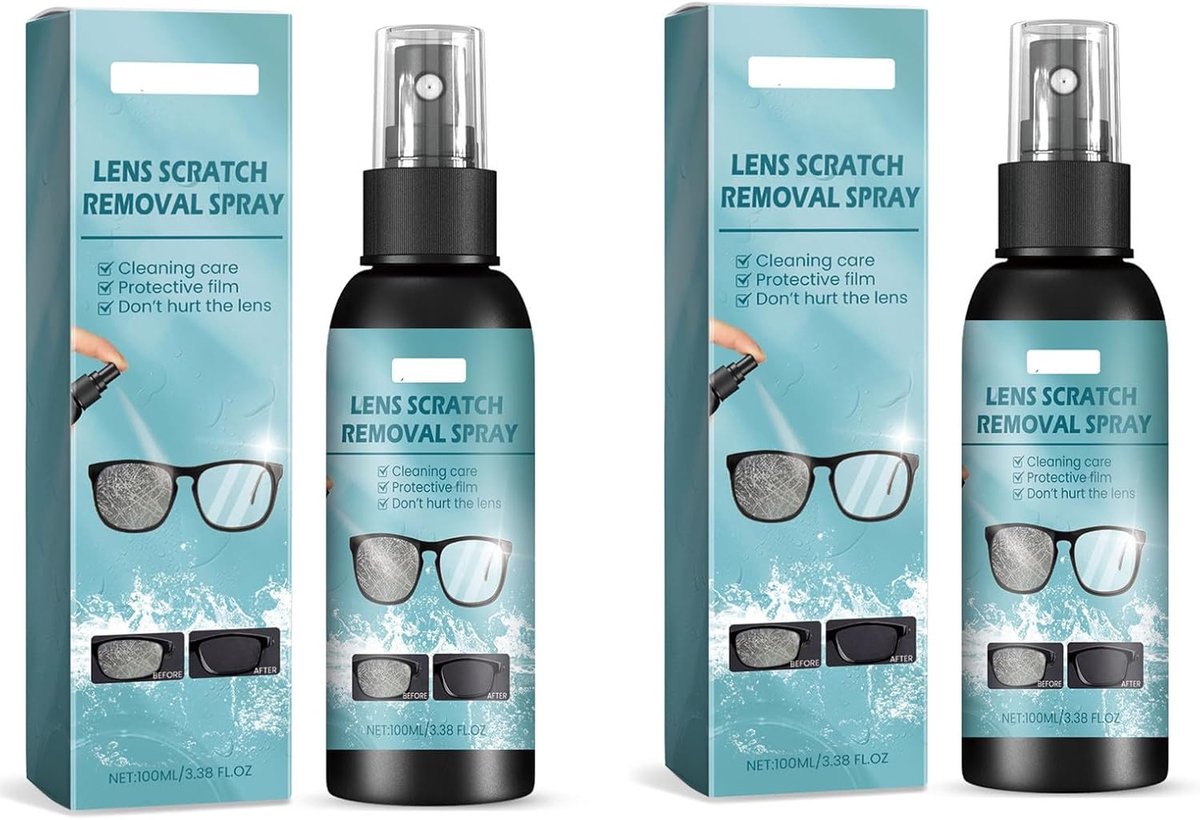 Lens krasverwijderaar spray - 2 stuks - Geschikt voor brillen en zonnebrillen - Veilig voor lenzen - ShopVlot