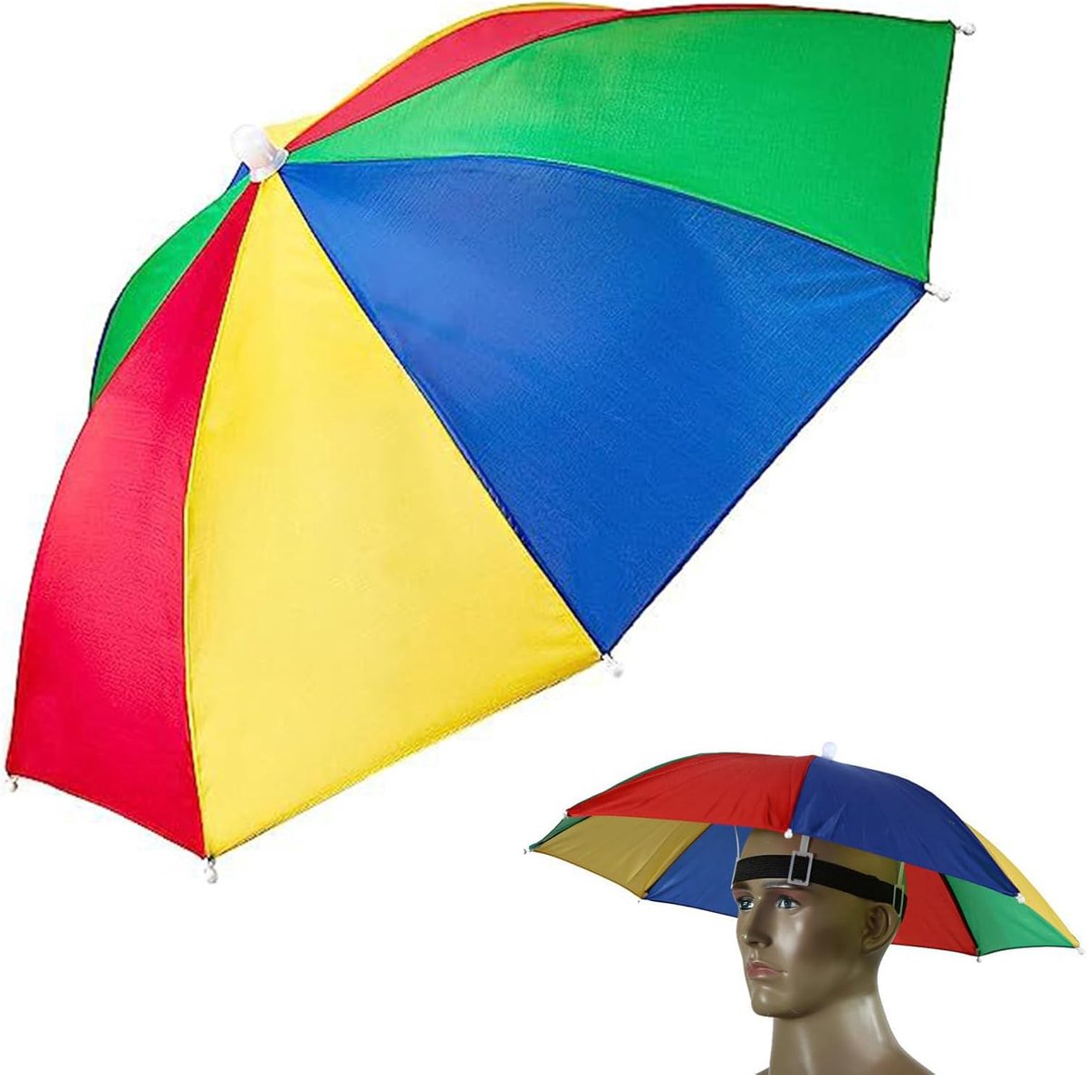 Parapluhoed Regenboog - Opvouwbare Parapluhoed - Handig voor Buiten - Perfect voor Strand en Kamperen - ShopVlot