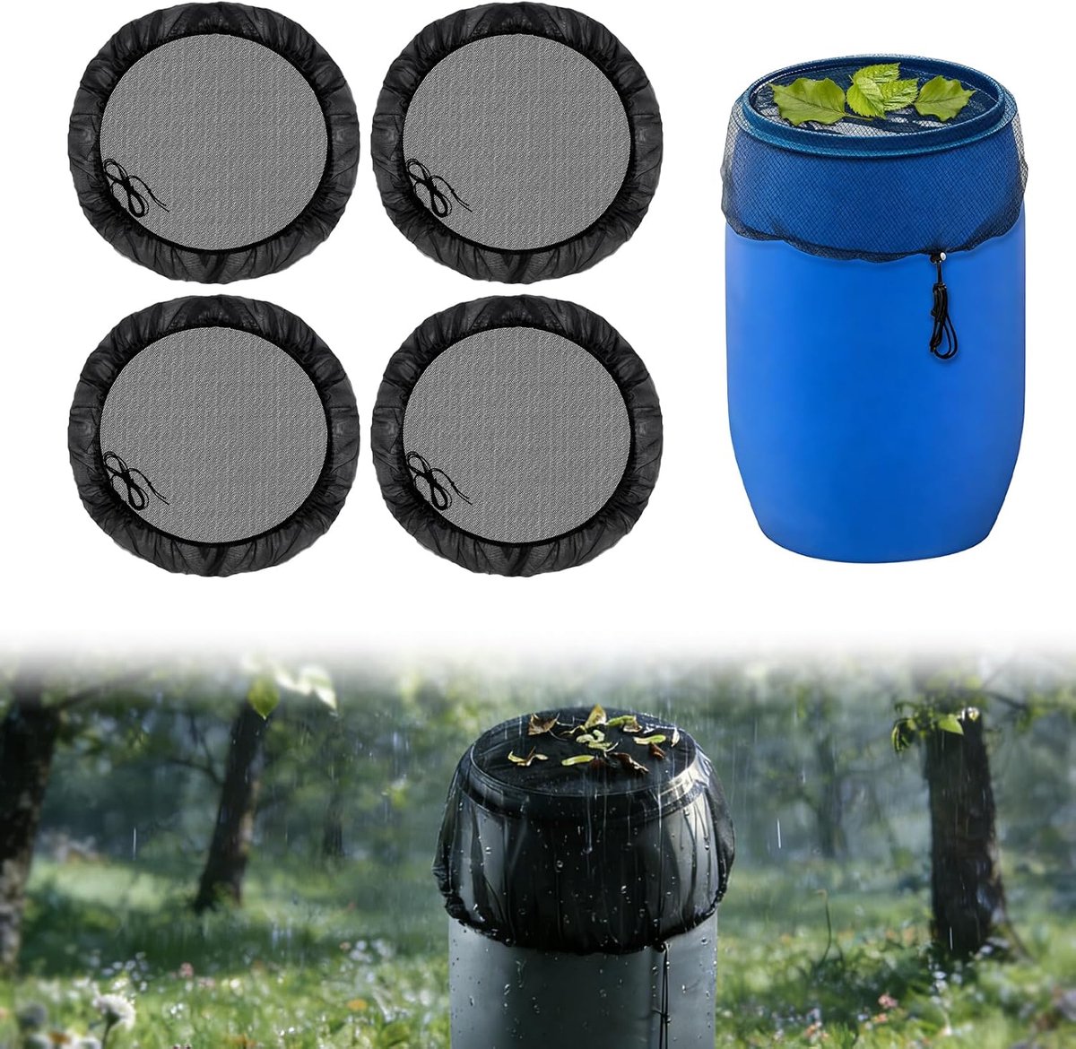 Regenvatnet 80 cm - Mosquito net met trekkoord - Bescherming tegen insecten en bladeren - Houdt water schoon - ShopVlot