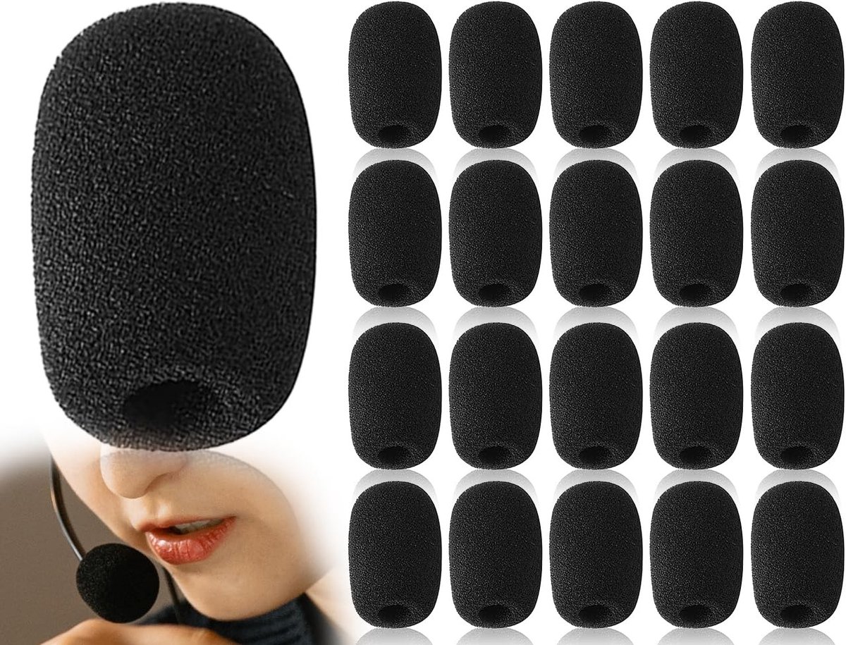 Solidchoice - Set van 20 Zwarte Microfoon Schuim Covers voor Optredens