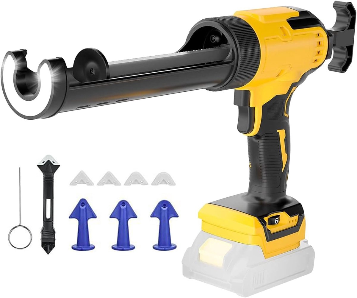 Accukartuschenpers 300 ml - 6 snelheden met LED licht - inclusief 9 accessoires - perfecte controle bij het aanbrengen - ShopVlot