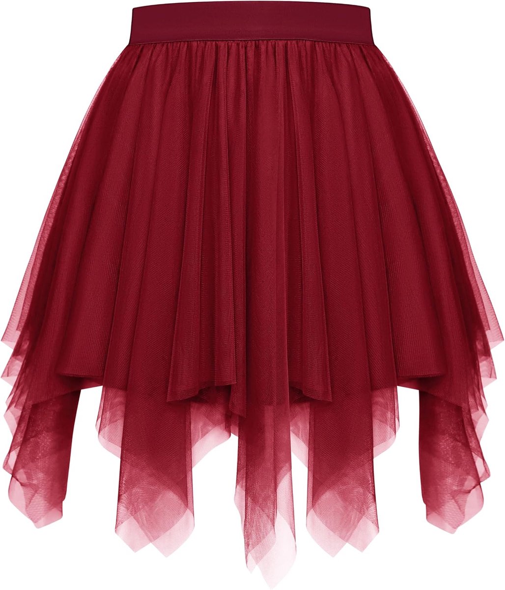 Korte damesrok van tule - asymmetrisch - gelaagd met ruches - perfect voor Halloween - ShopVlot