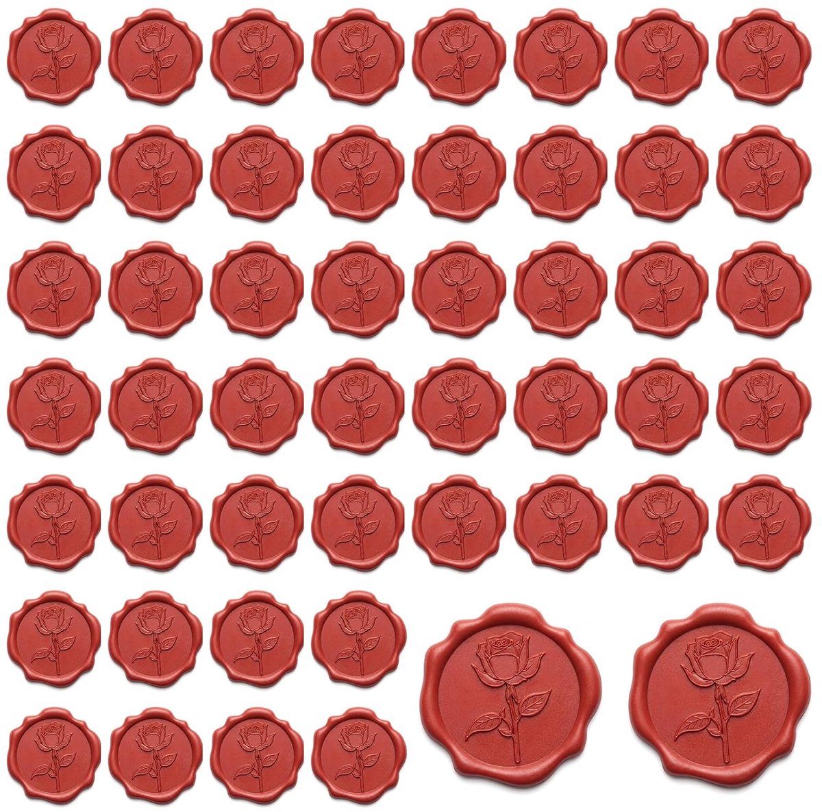 Zegelwasstickers 50 stuks - Rood met rozendesign - Gepersonaliseerd - Ideaal voor bruiloftsuitnodigingen - ShopVlot