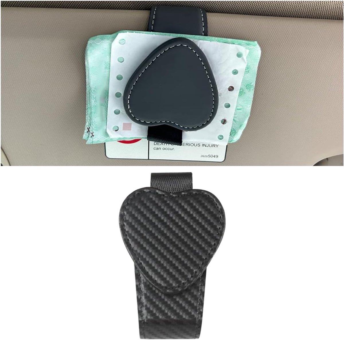 Zonnebrilhouder voor in de auto - Leer - Universele clip - Organisator voor brillen - ShopVlot