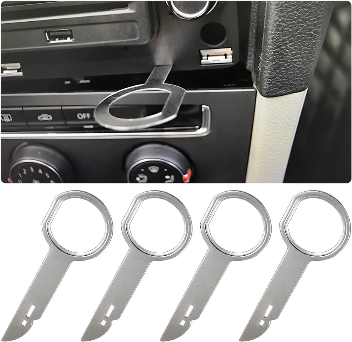 Auto radio verwijdertools 4 stuks - roestvrij staal - sterk en duurzaam - eenvoudig te gebruiken - ShopVlot