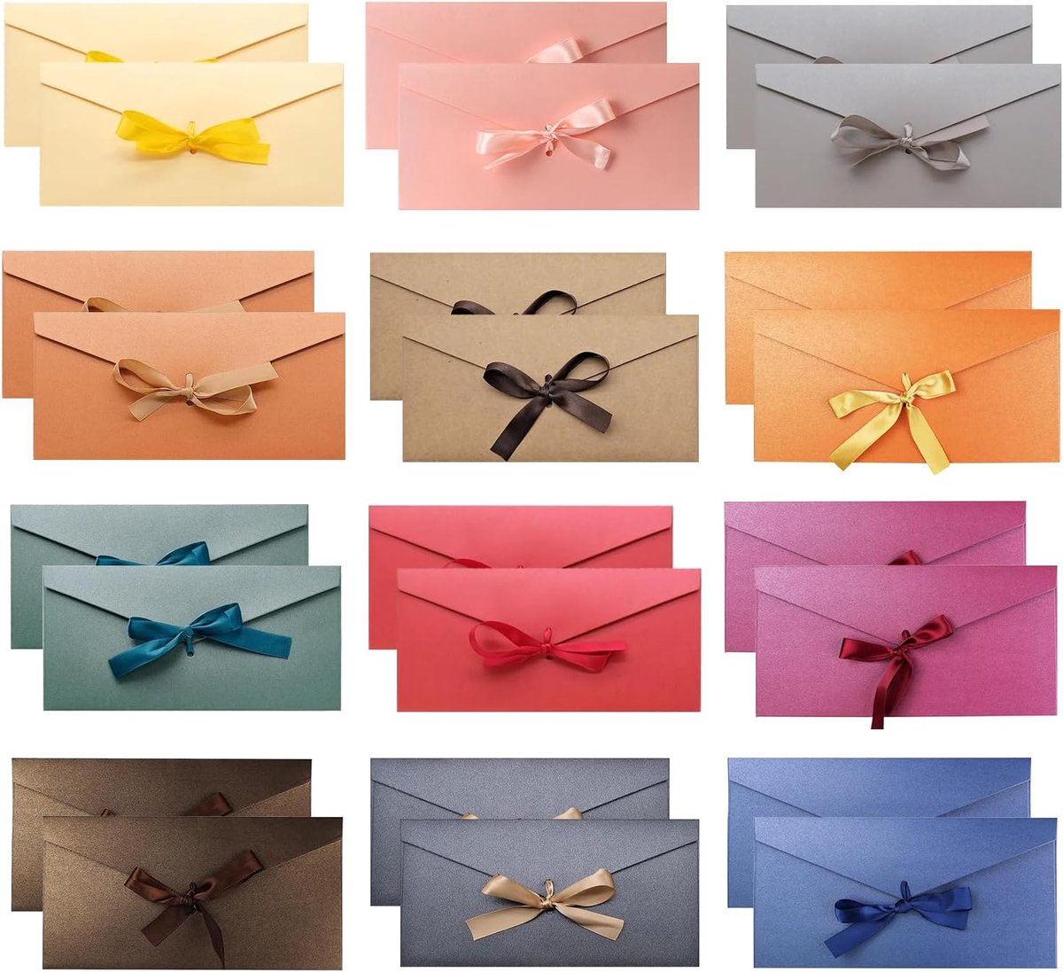 Decoratieve Enveloppen 24st - Grote Kleurrijke Met Strik - Hoogwaardige Papier - Perfect Voor Feesten - ShopVlot