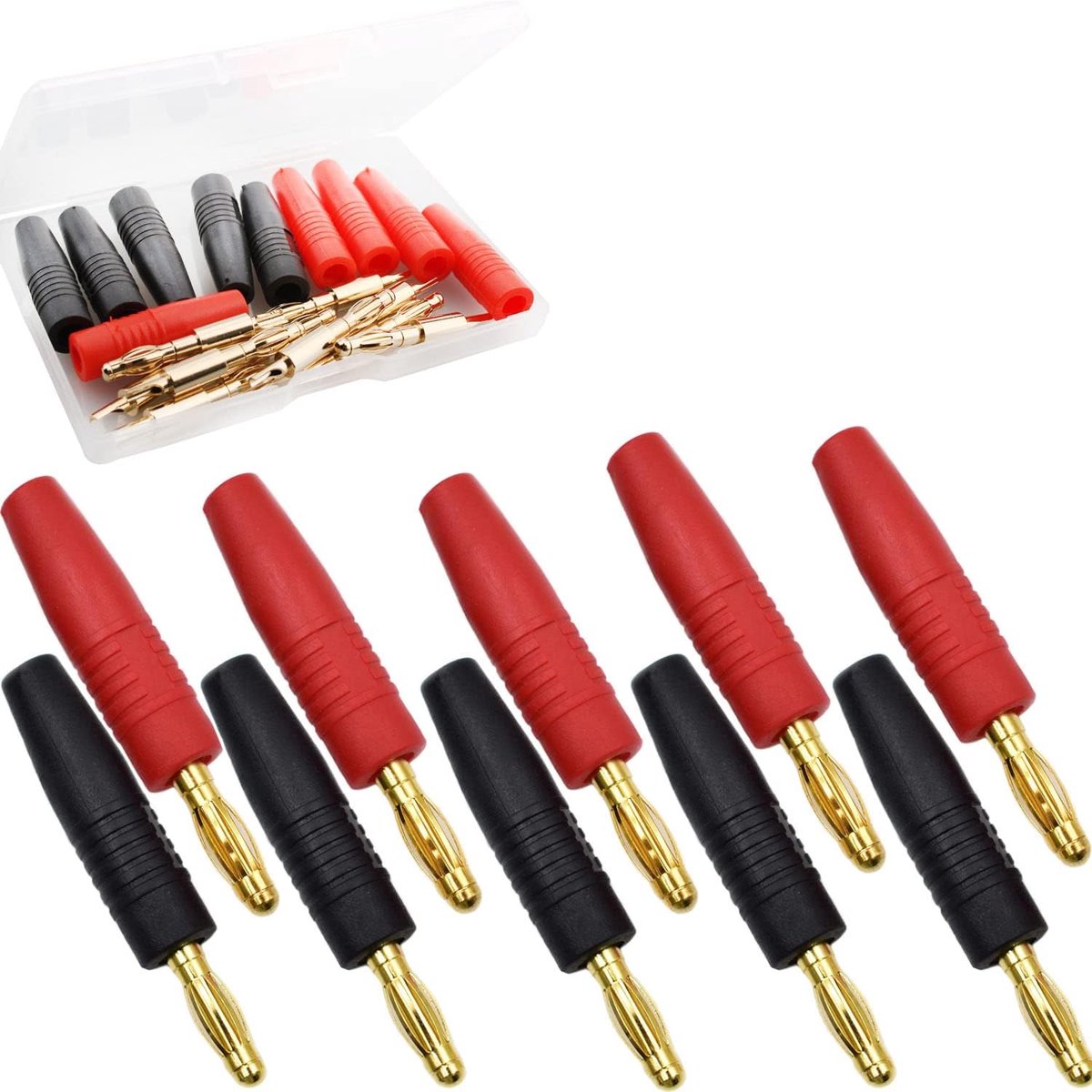 Banana plug 4 mm - goudgeplateerd - soldeertype - ideaal voor luidspreker- en meettoepassingen - ShopVlot