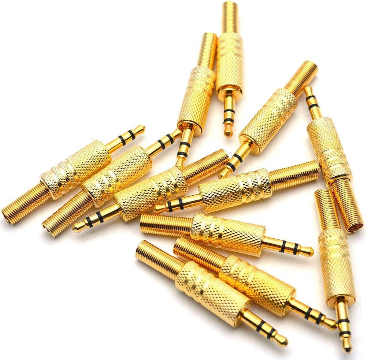 12 x 3,5 mm mannelijke stekker, 3-polige TRS-stekker voor stereo-video, hoofdtelefoon (goud)