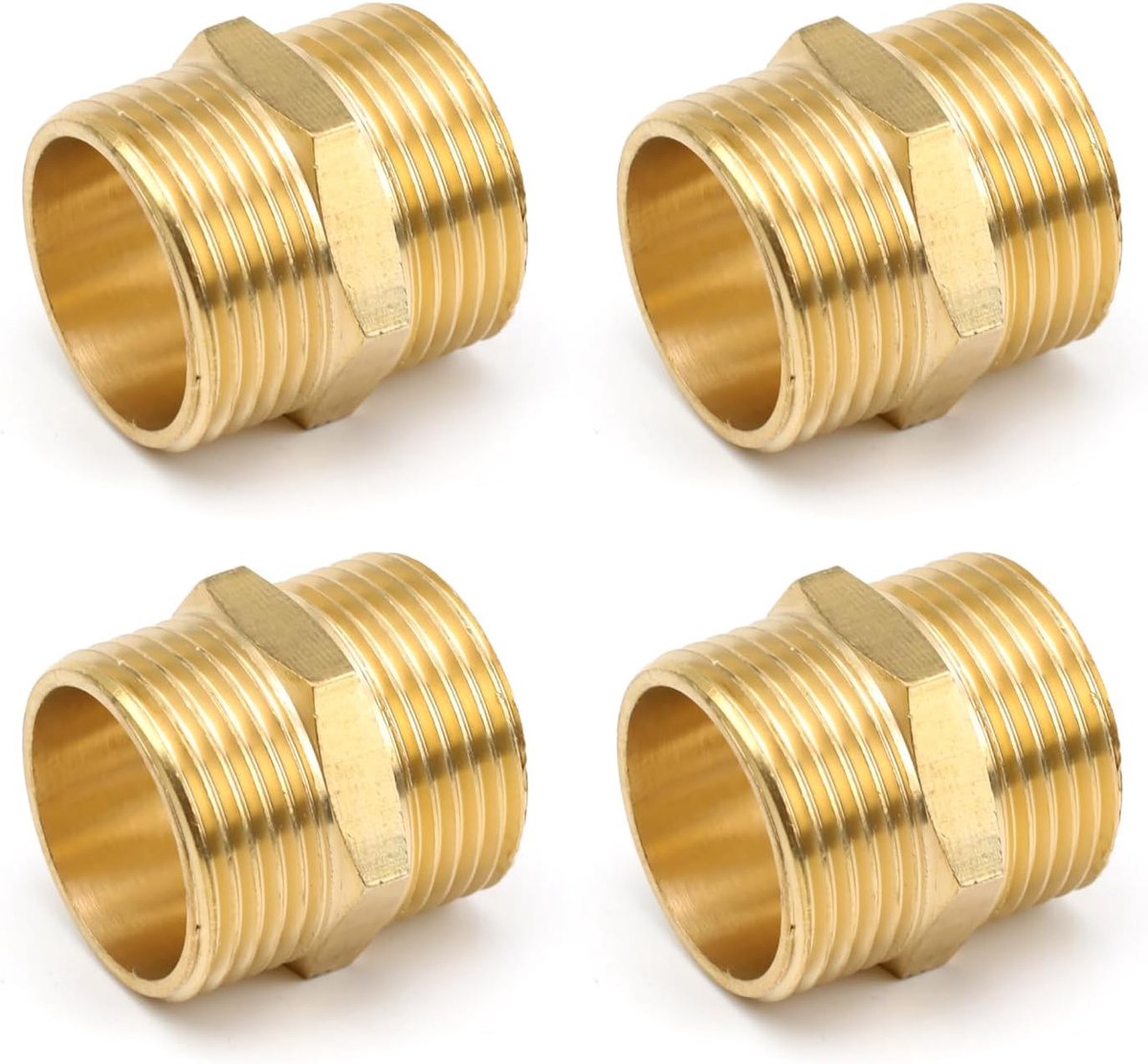 Double nipple 1 inch, 4 pieces brass screw connection 1 inch, double connection G1 (ø 32.5mm), double nipple brass - ShopVlot