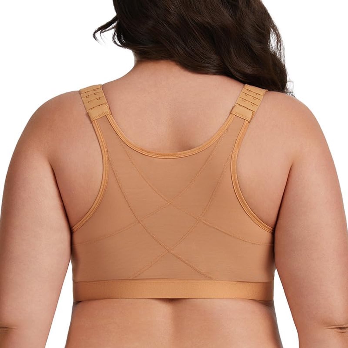 MELENECA Vrouwen Volledige Dekking Front Bevestiging Draadloze Comfort Niet Gewatteerde Houding BH Beige 90H - ShopVlot