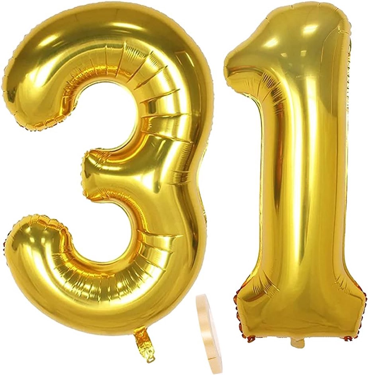 Foil Balloon Number Decoration Gold 31 for Women Men XXL 100cm Giant Number Inflatable Helium Balloon Figures Number - ShopVlot