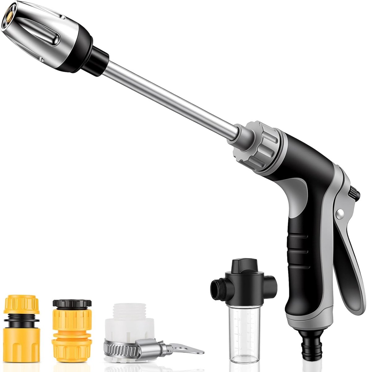 Power Jet High Pressure Gun for Garden Hose with Foam Jug, 3 Modes, Power Jet High Pressure Gun for Car Wash, Patio - ShopVlot