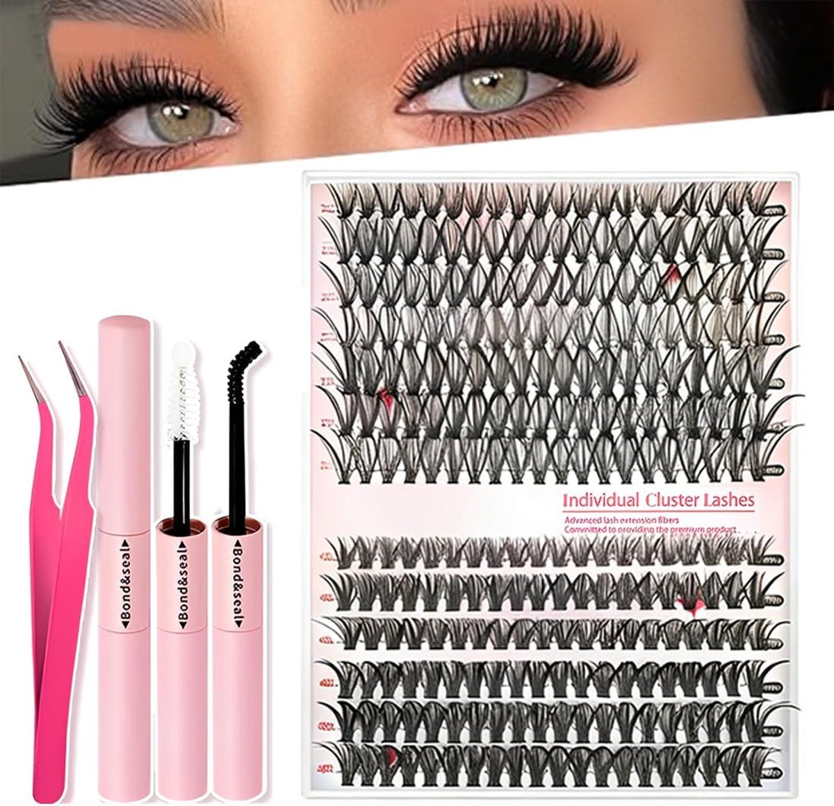 Cluster Eyelashes Complete Set with Glue and Tweezers, 168 Pieces DIY Cluster Eyelashes, Natural Eyelash Plups for - ShopVlot