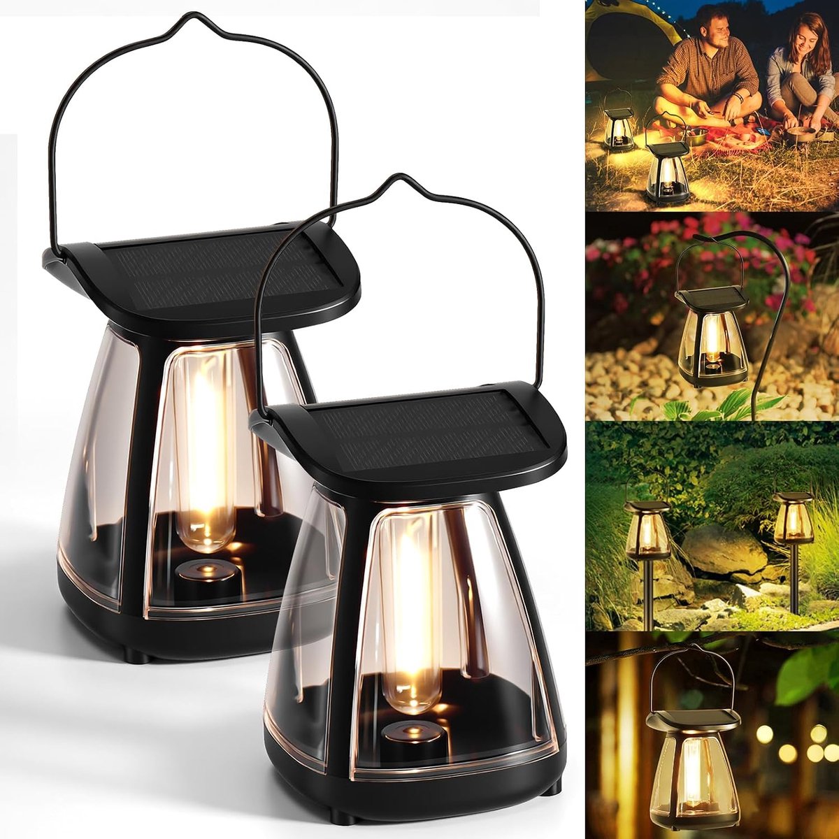 Solar Tuinlampen 3000K Warm Wit, 2 Helderheidsniveaus, 2 Stuks - ShopVlot