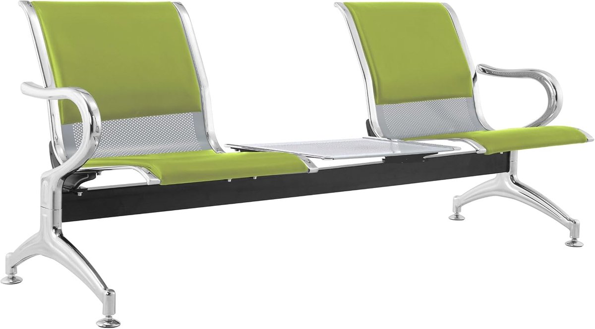 Sofa 3-seater steel 183 x 71 x 78 H silver for waiting room - for assembly: 3 chairs + table - ShopVlot