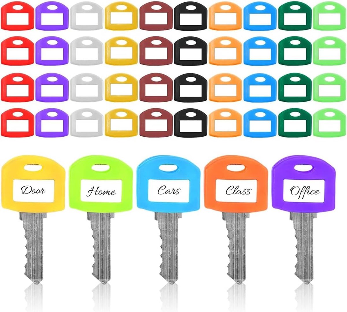 40 Pcs Colored Key Covers Silicone Key Covers with 40 Labels for Key Marking Flexible Non-Slip Suitable for Home - ShopVlot