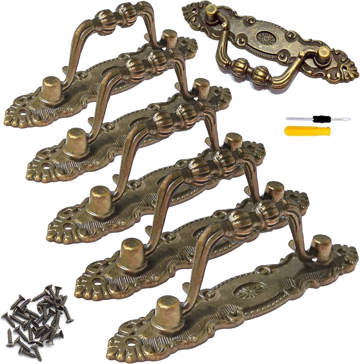 6 Pieces Vintage Furniture Handles, Zinc Alloy, Antique Cabinet Handles, Handles for Drawers, Chests, Cabinets, Chest - ShopVlot