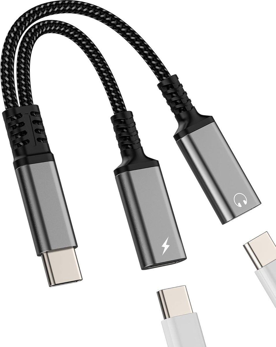 USB C Splitter Type C Hoofdtelefoon Adapter 2-in-1 voor iPhone 16 15 Pro Max DAC Audio Oplader Kabel Compatibel voor - ShopVlot