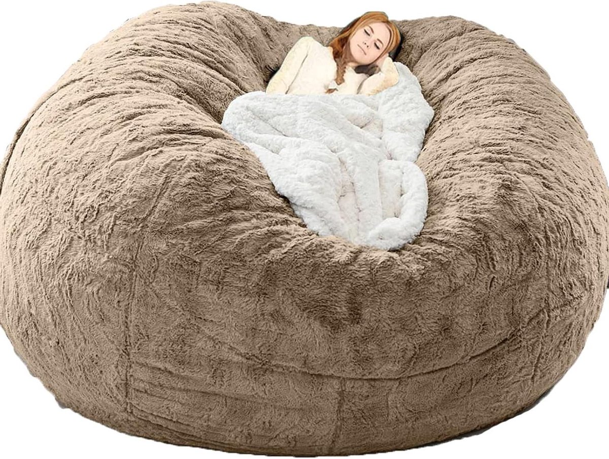 Zitzak Stoel - Zitzak Poef - Ontspannen Zitten - Pluche Faux Fur - 180 x 90 cm - Bruin