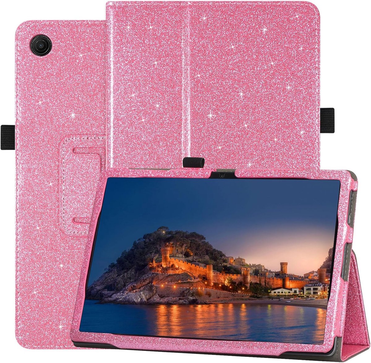 Caweet T-Mobile Revvl Tab 2 Tablet Case - Premium Leather Folio Protective Stand Case with Auto Grow / Sleep, Glitter - ShopVlot