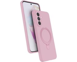 Hoesje Geschikt voor Samsung Galaxy A57 Hoesje – Licht Roze – Zachte Siliconen Backcover met Ring – MagSafe Geschikt – Slim & Beschermend
