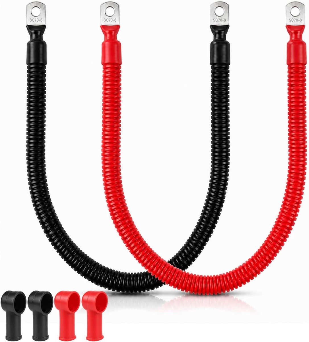 Batterijkabel 2 x 50 cm - 0AWG 50 mm² - vertind koper - voor zware voertuigen - ShopVlot