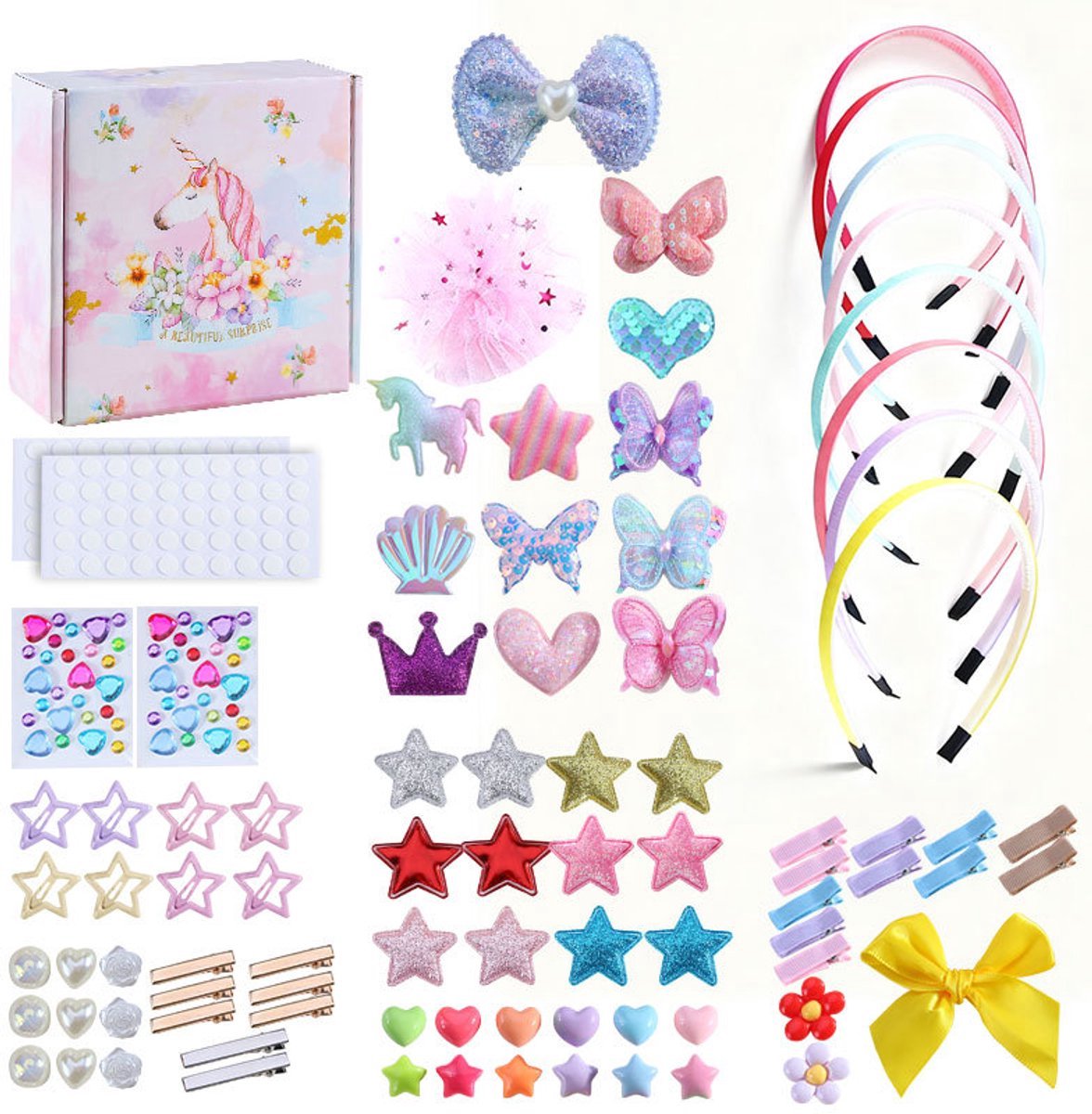 Casalora DIY Haarband Knutselset - 89-delig - Diadeem Knutselen voor Meisjes 3-12 Jaar - Knutselset Haaraccessoires