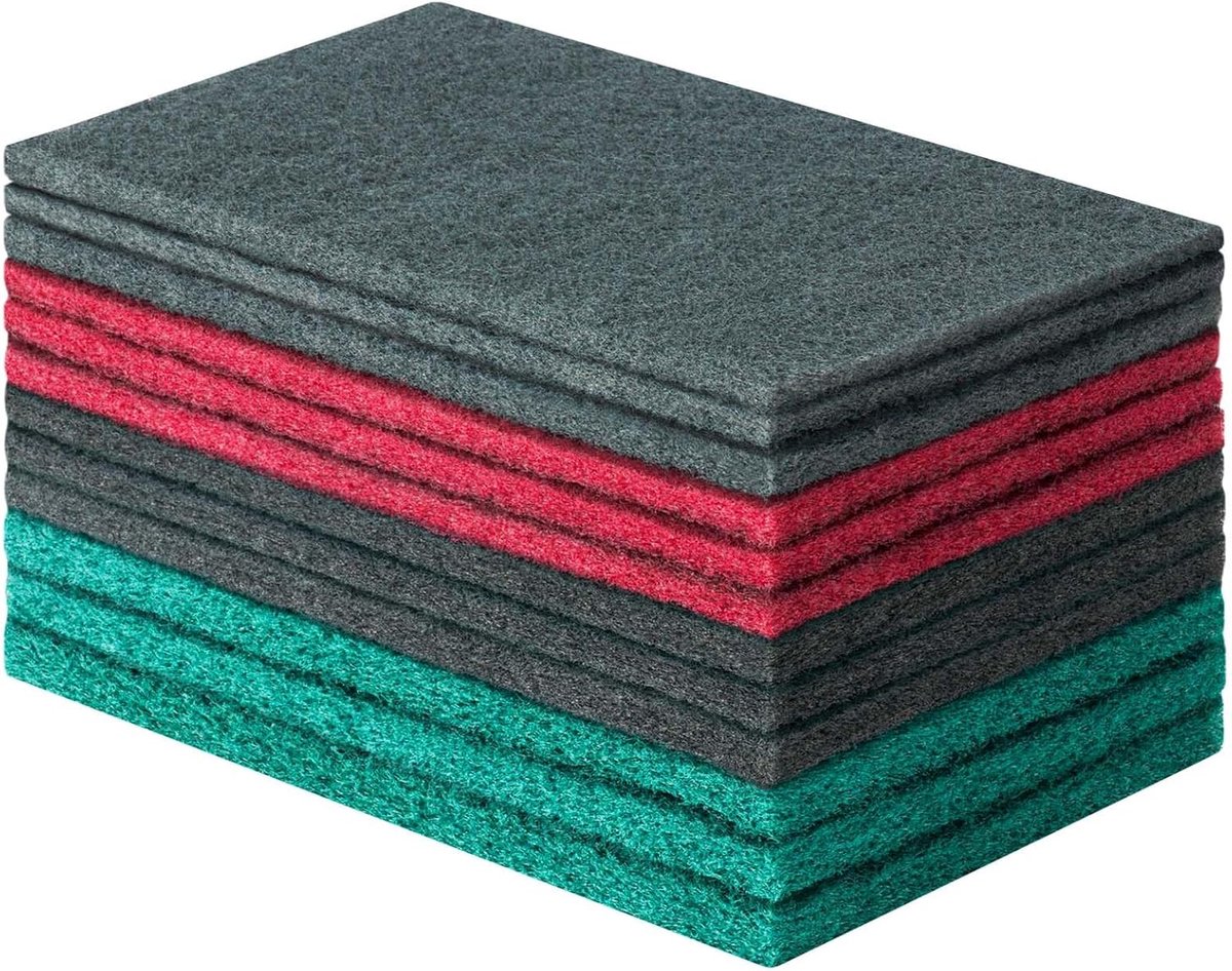 Schuurpads set van 12 - verschillende korrelgroottes - voor reinigen en polijsten - geschikt voor hout en metaal - ShopVlot