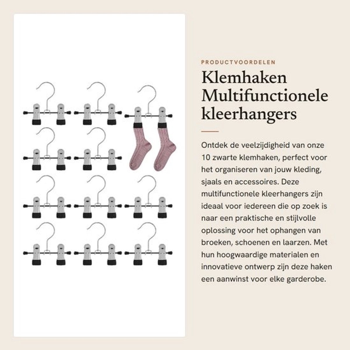 Klemhaken 10 stuks - Multifunctionele Kledinghangers - Antislip - Broekbeugel - Roestvrij Staal - Draaibaar Ontwerp