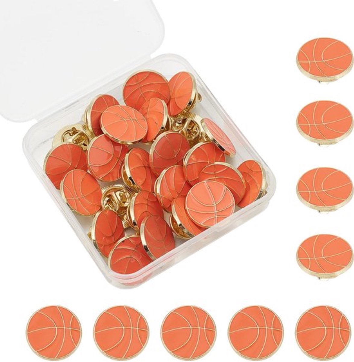 24 Stuks Sport Reversspeldjes - Basketbal Pinnen voor Kleding