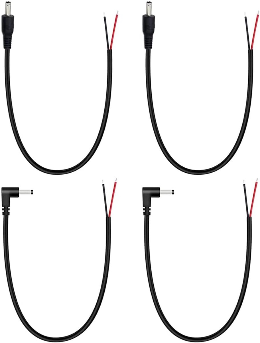 DC Pigtail Kabel Stekkers 3.5mm x 1.35mm - L-vormig en recht - Pigtail stroomkabel - Geschikt voor reparatie - ShopVlot