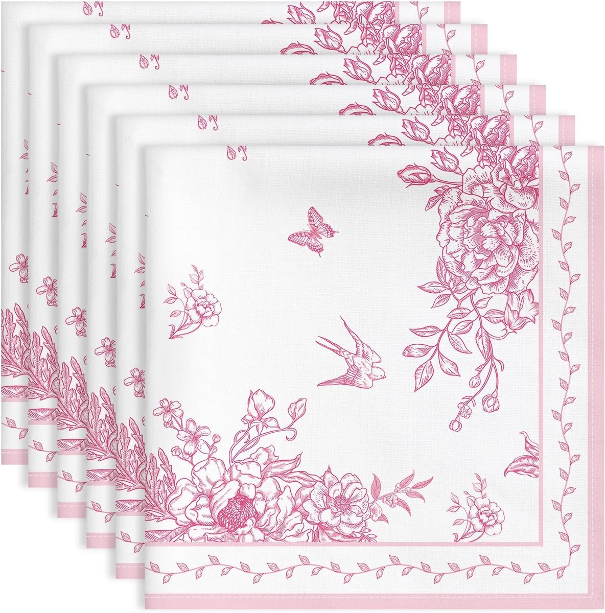 Servetten set van 6 - 45 x 45 cm vintage roze - 100% katoen - stijlvol voor dinertafel - ShopVlot