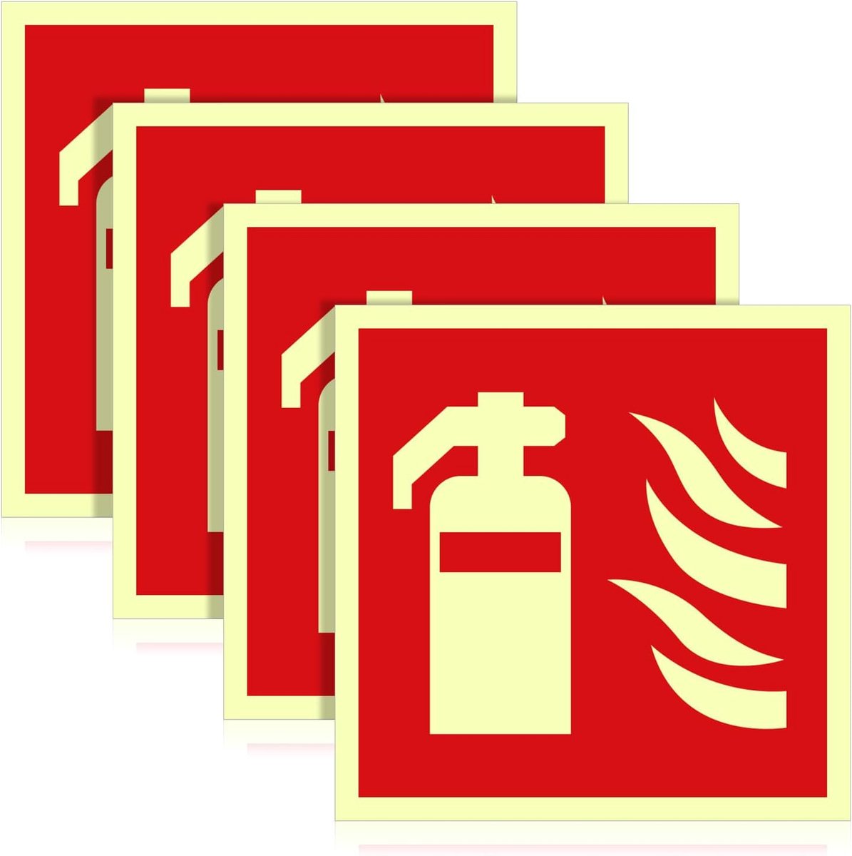 Brandblusser bord 15x15 cm - oplichtend PVC - zelfklevend - zichtbaar in noodsituaties - ShopVlot