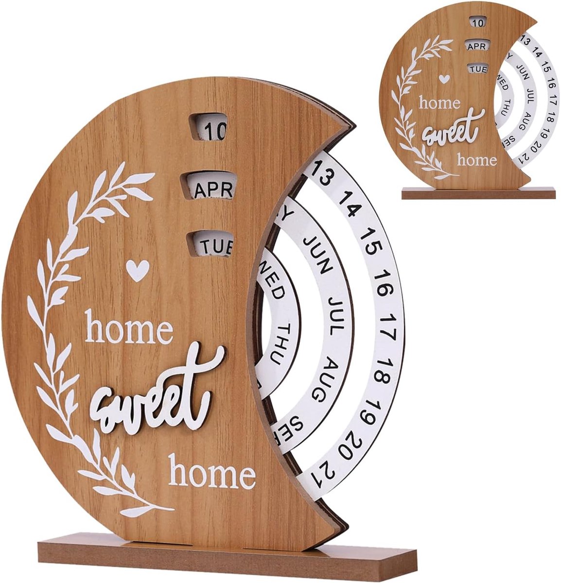 Perpetuele kalender - houten bureau ornament - vintage design - stijlvol voor thuis of op kantoor - ShopVlot