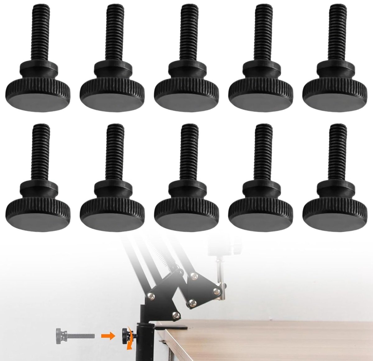 Rimelschroef M6 10 stuks - Vleugelschroeven 20 mm - Kartelschroefdraad - Ideaal voor machines en meubels - ShopVlot