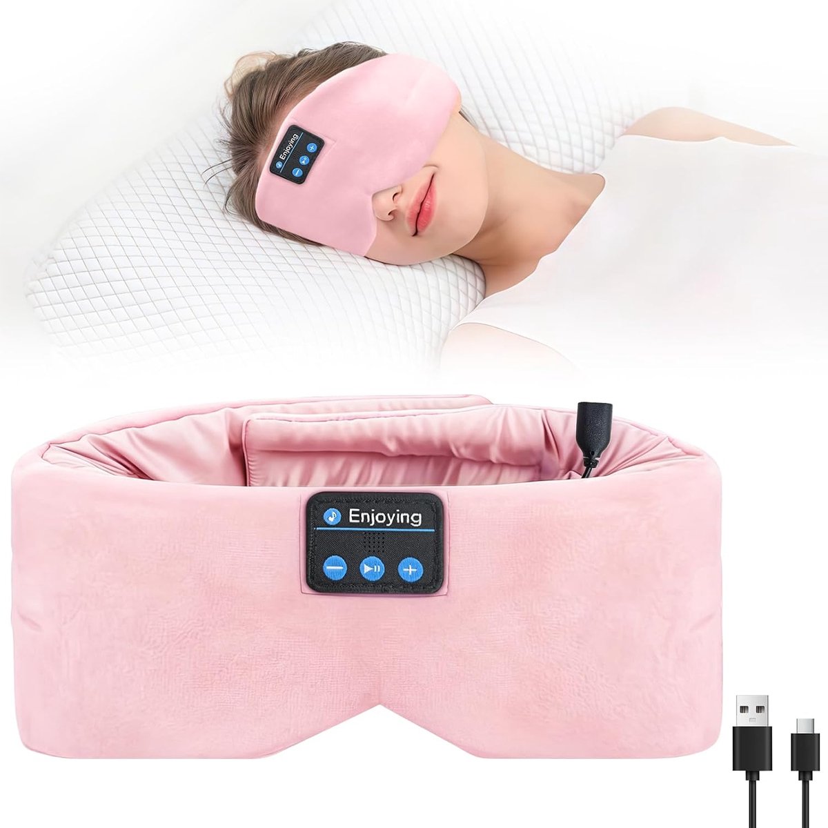 Bluetooth Oogmasker - Ice Silk - Roze - Comfortabel voor een goede nachtrust - ShopVlot
