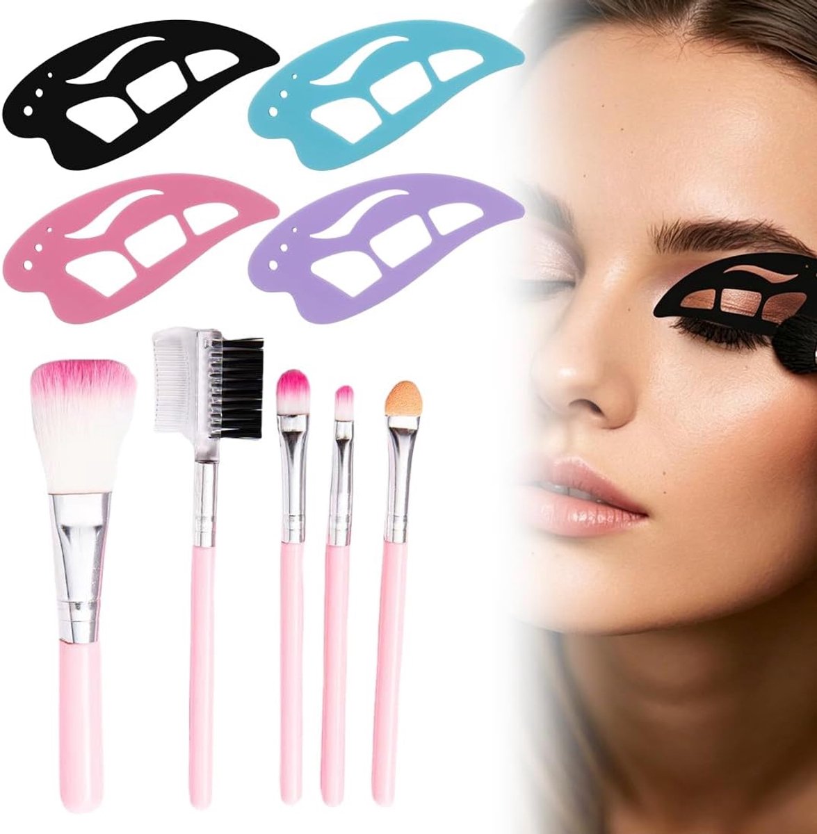 Oogmake-up sjablonenset 9-delig - herbruikbaar - ergonomisch ontwerp - eenvoudig aanbrengen - ShopVlot