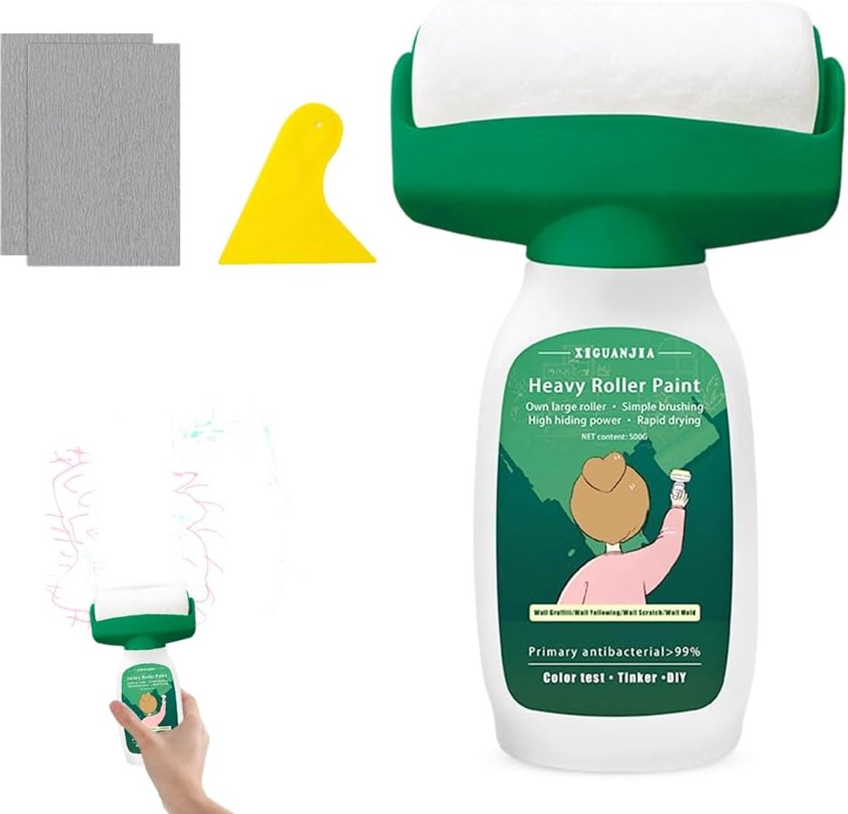 Muurherstel Rollerborstel 500g - Witte Muurverf - Hoogdekkend en Geurloos - Voor Muurkrassen en Graffiti - ShopVlot