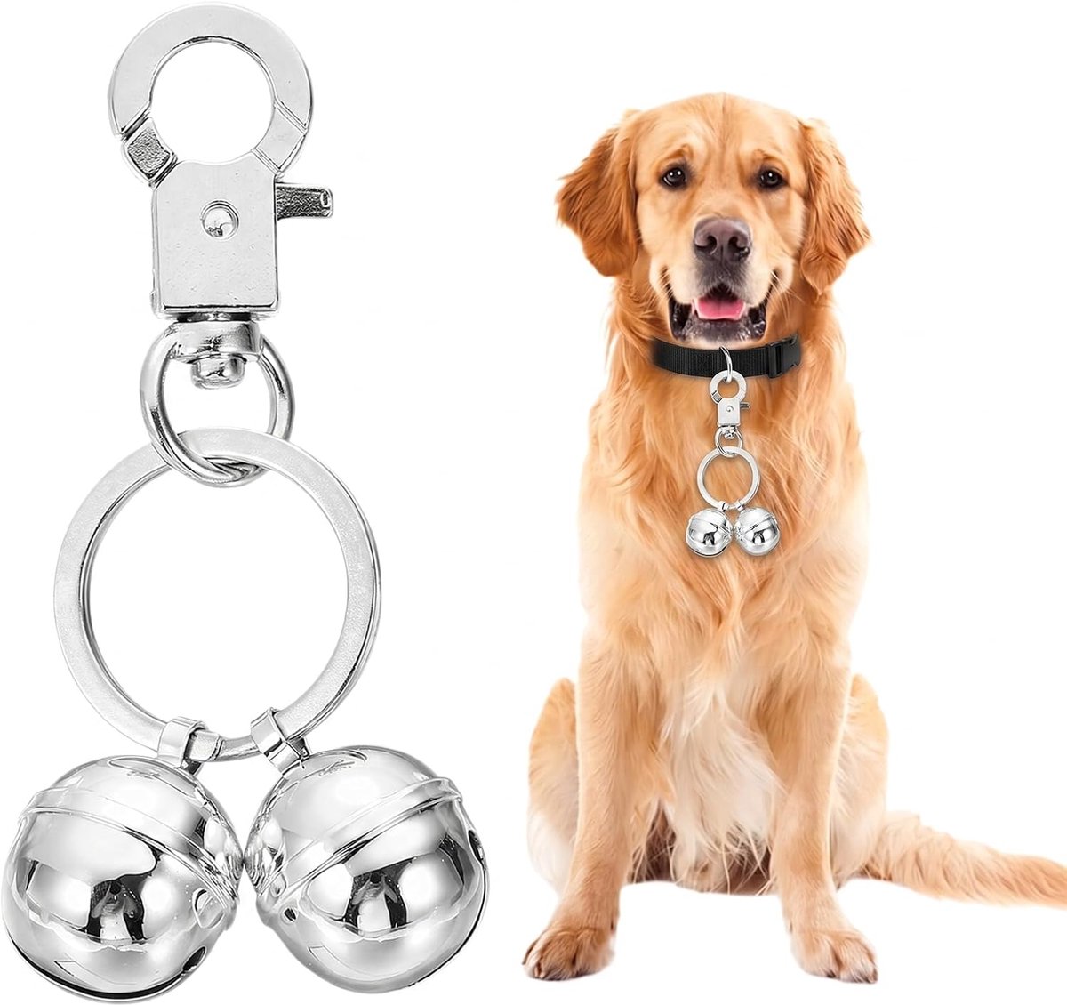 Set van 2 belletjes voor honden en katten - zilverkleurig - hoogwaardige metalen belletjes - voor locatie en lokking - ShopVlot