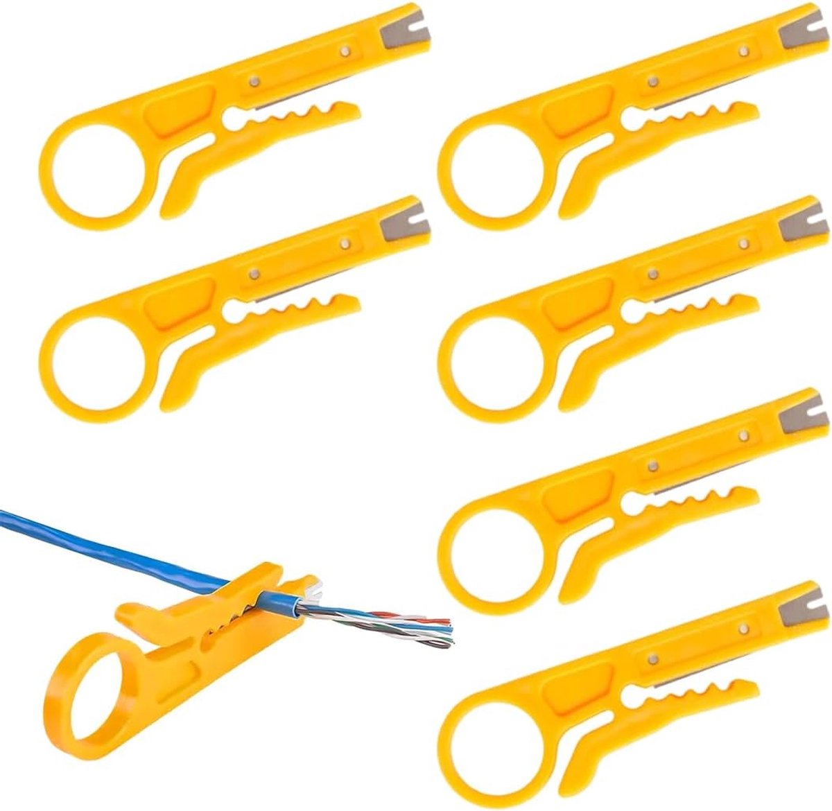 Strip Pliers, Yellow Stripper, Stripper, Network Cable Cutter, Telephone Line Drill Tool (6-Piece) - ShopVlot