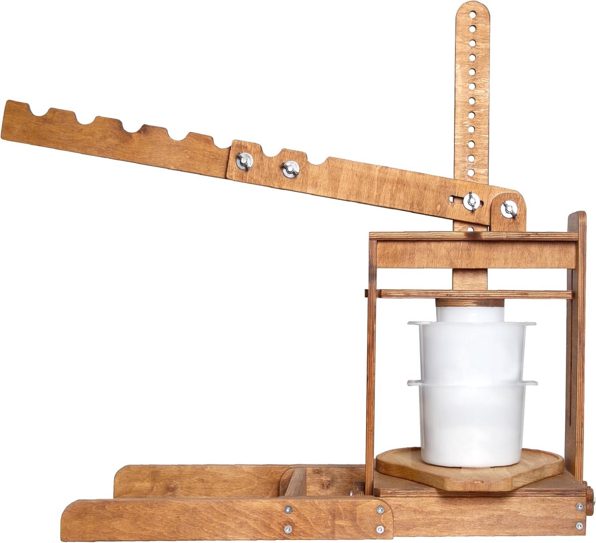 BIG Dutch Wooden Cheese Press - Cheese Making Kit (Wooden Cheese Press with Handle and 2 Cheese Molds 1.3 Qt, 2 Qt, 2 - ShopVlot