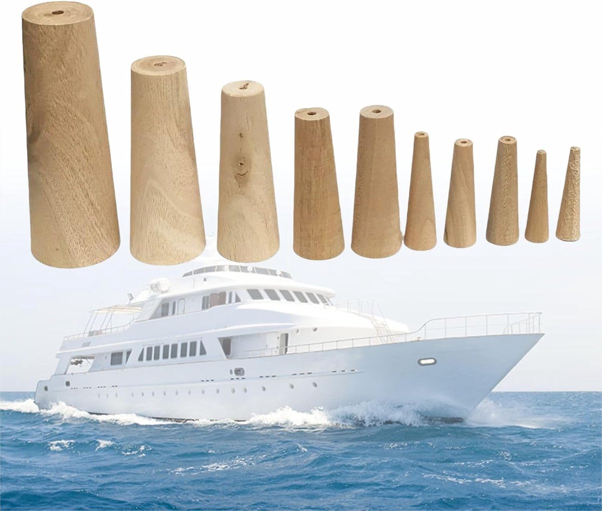Marine Boat Tapered Conical Feed Softwood Plugs, Emergency Solution Assortment, 1/5 Inch to 1 3/5 Inch, 7 Different - ShopVlot