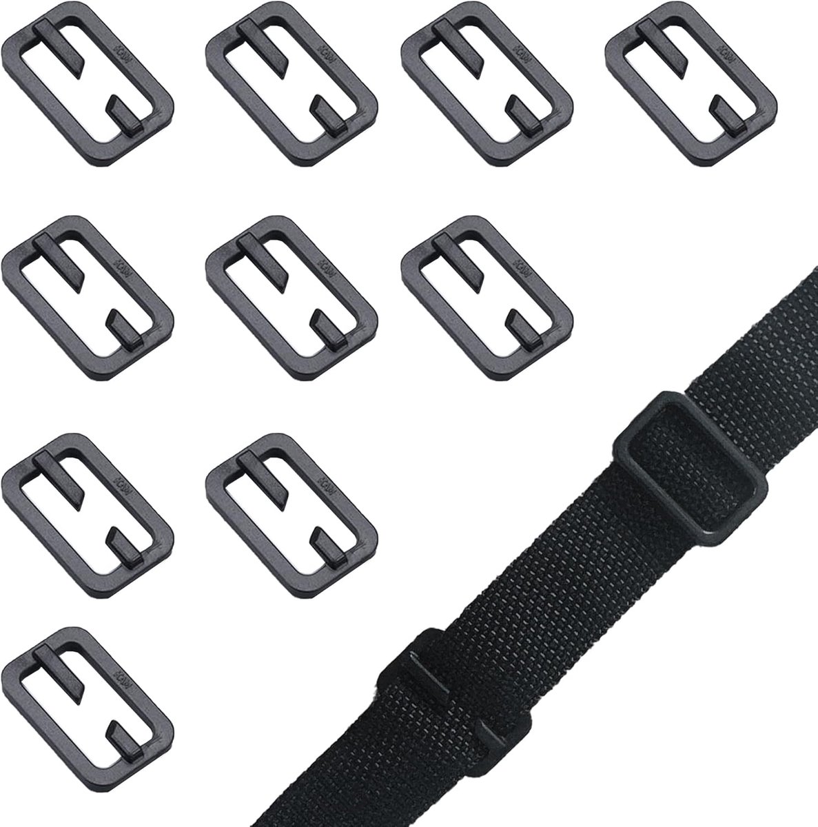 Pack of 10 Tri Glide Belt Buckles, Ladder Buckles, Clamp Slider, Plastic Belt Adjuster, No Need to Remove Wires, for - ShopVlot